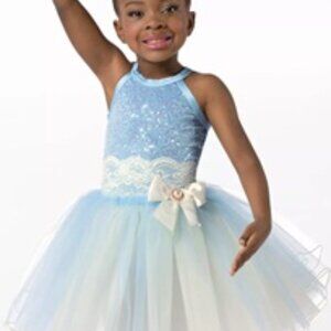 Weissman IC size #14390 tutu blue/ sequin rope/4 layers of netting and hair bow
